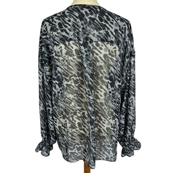 All Saints Penny Ambient Gray Animal Print High Low Long Sleeve Top Women Large - Picture 3 of 10
